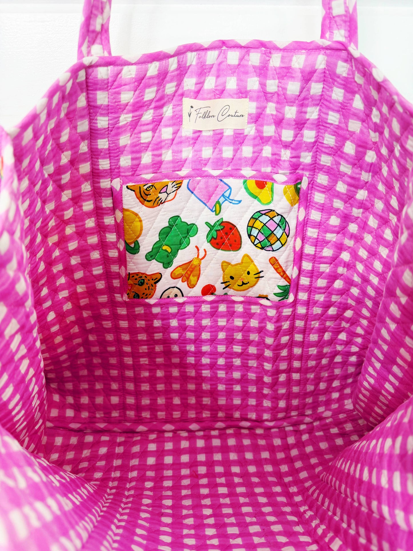Tote Bags Quilted | Large Travel Tote | Lucky Vibes White