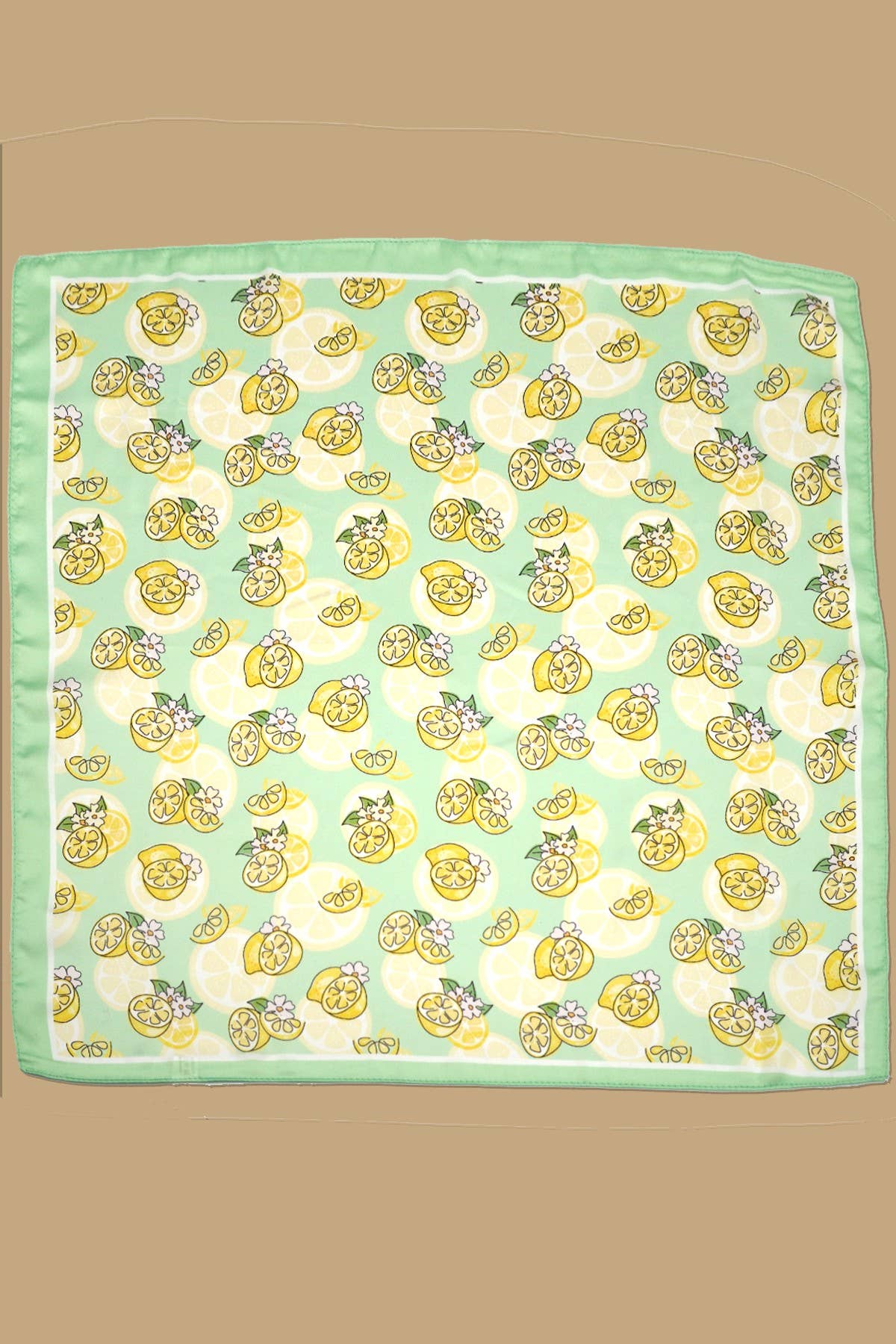 Mint Flower and Lemon Print Scarf