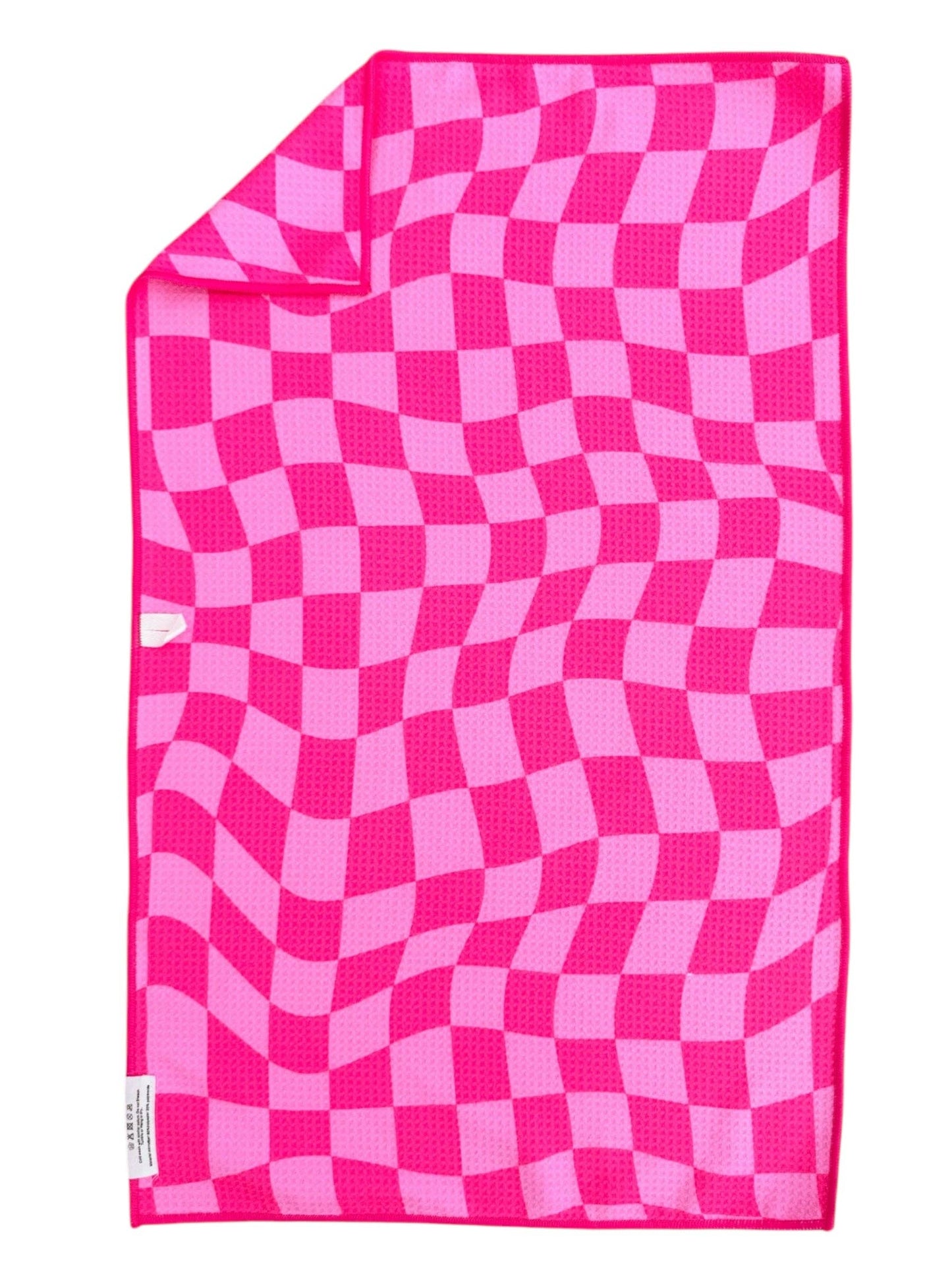 Pink Checkered Double-Sided Hand Towel