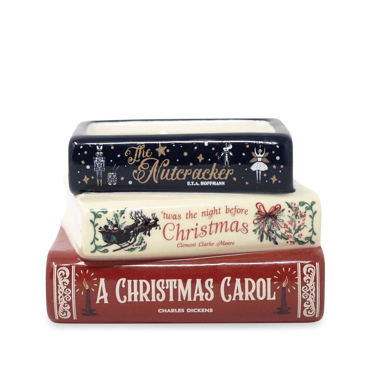 Stacked Books Candle Holiday Classics