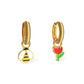 Hoop Earrings - Honeybee & Flower - Gold Statement Jewelry