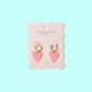 Huggie Earrings - Pink Enamel Heart Charms