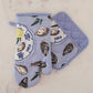 Oysters Cotton Oven Mitt + Pot Holder Set