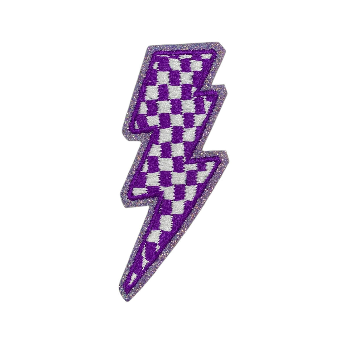 Lavender & White Checkered Lightning Bolt Patch