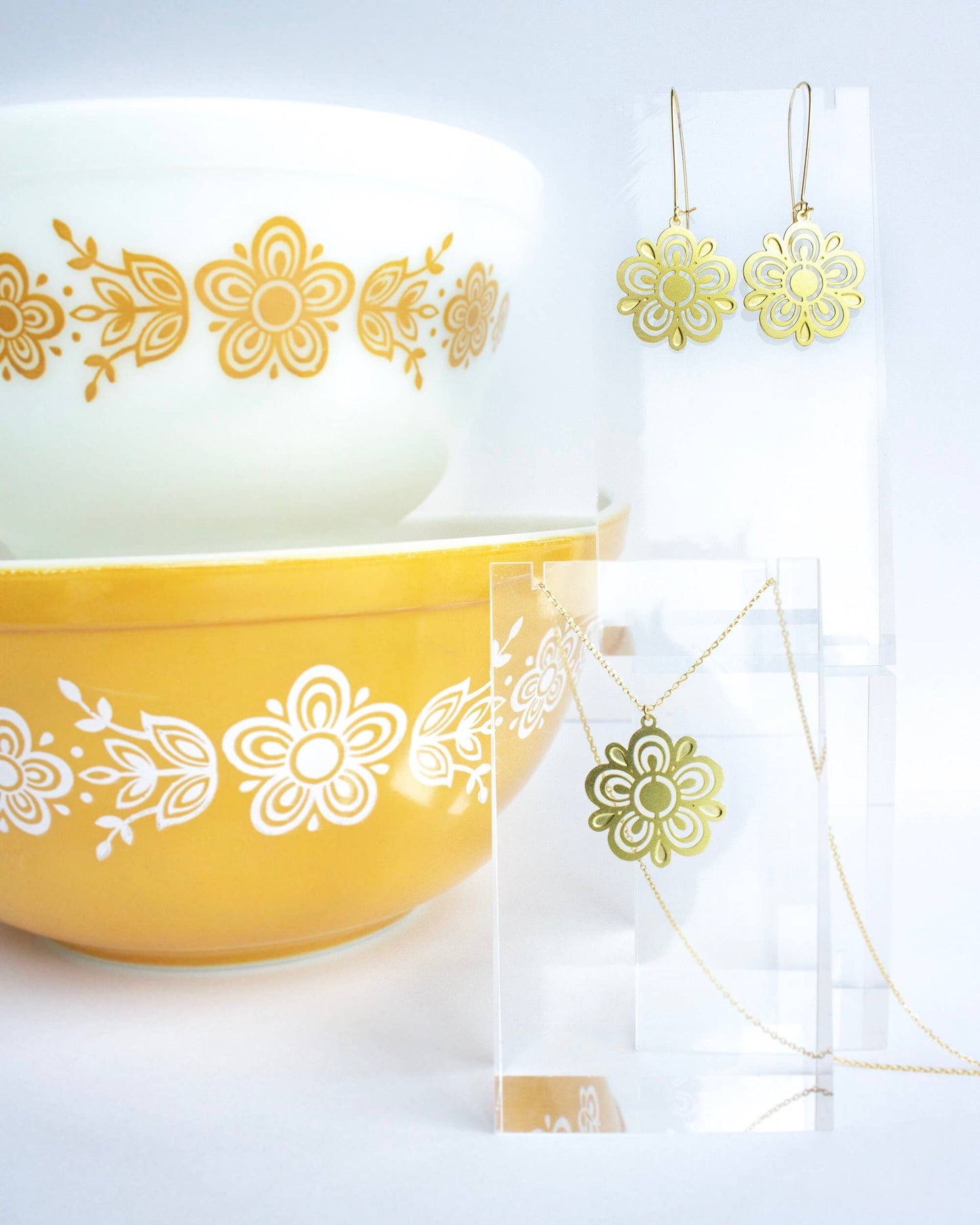 Retro Pyrex Butterfly Flower Earrings