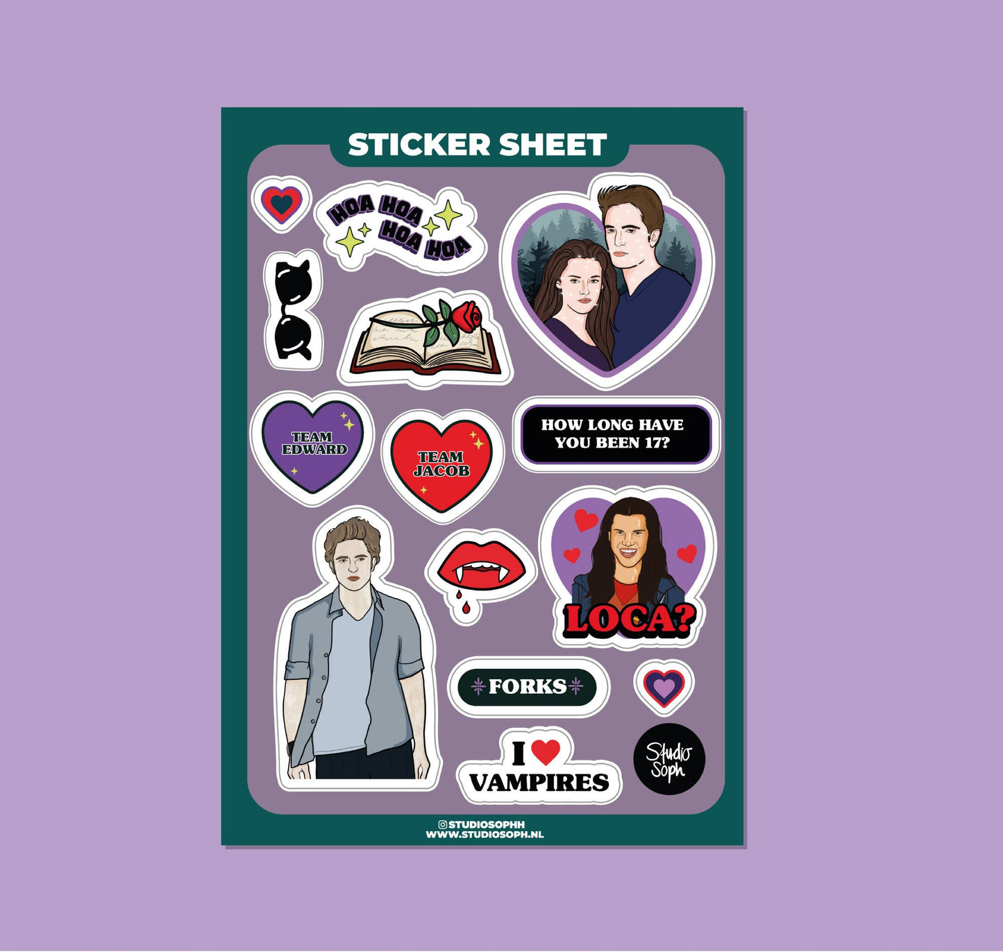 I Love Vampires Sticker Sheet