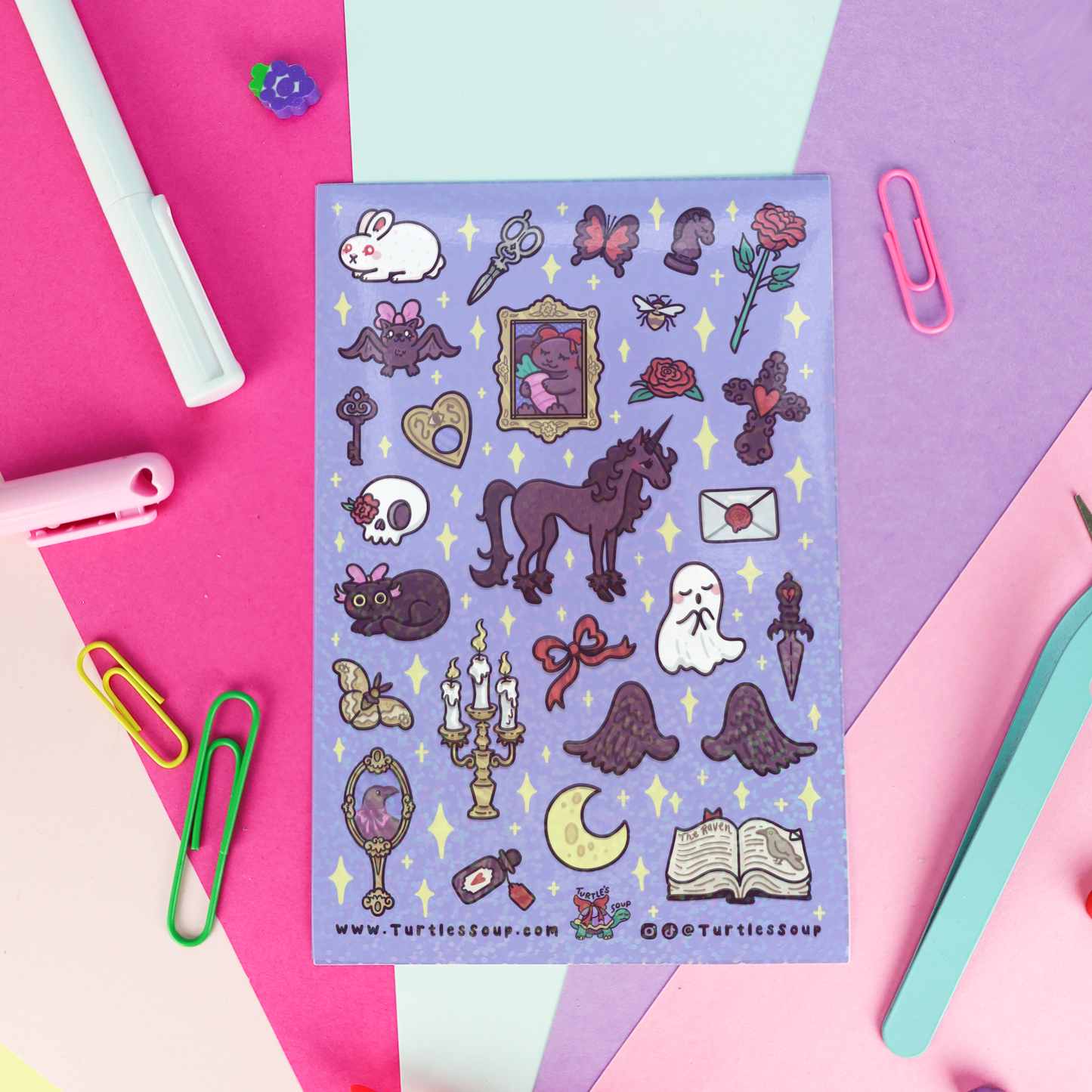 Goth Romance Dark Stationery Planner Sticker Sheet