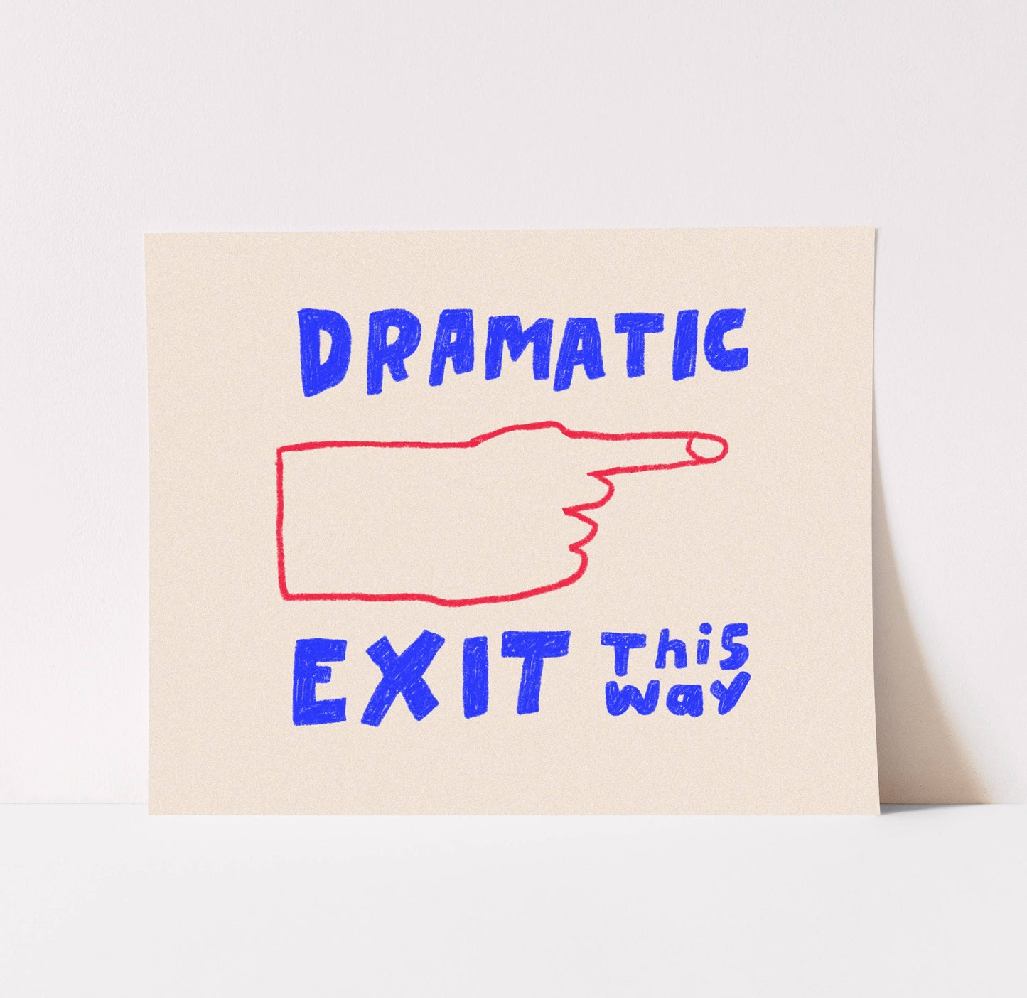 Dramatic Exit Art Print Red + Blue 11 x 14