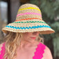 Raffia Bucket Hat with Colorful Ribbon Trim