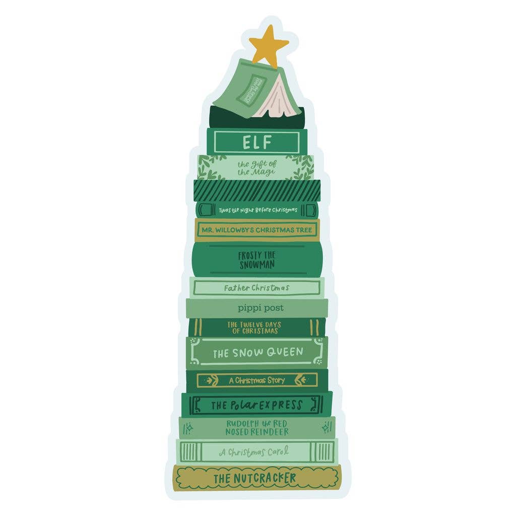 Classic Christmas Book Stack Transparent Bookmark