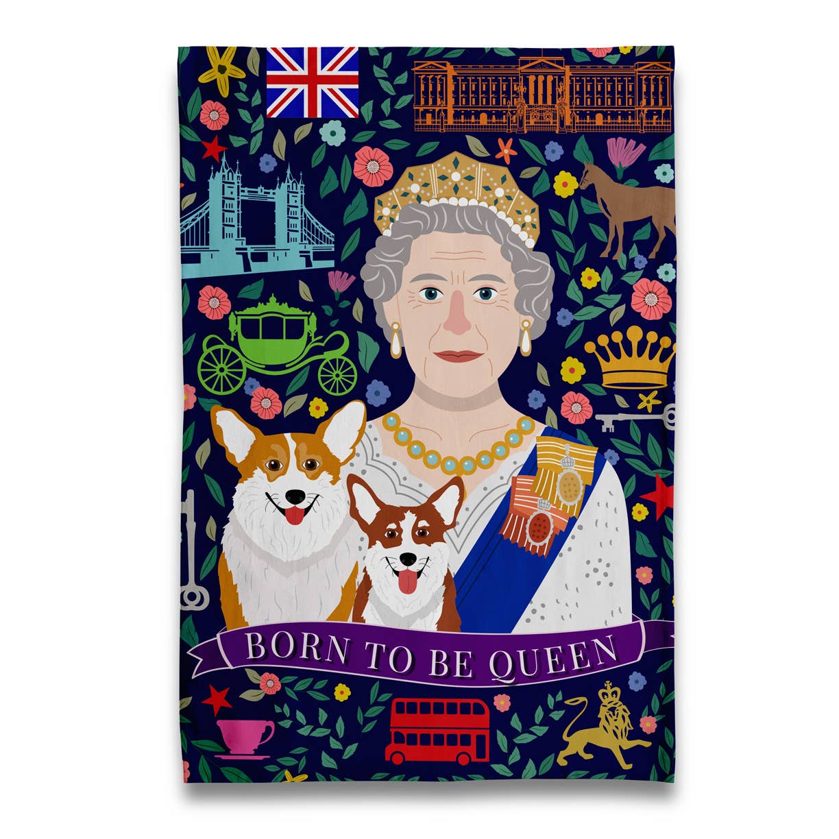 Born to Be Queen with Corgi Tea Towel