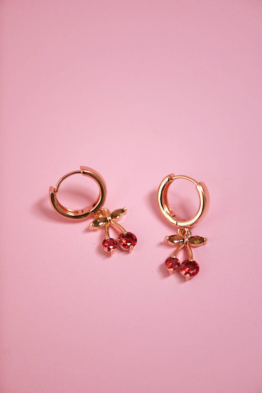 Cherry Gem Huggies - Gold