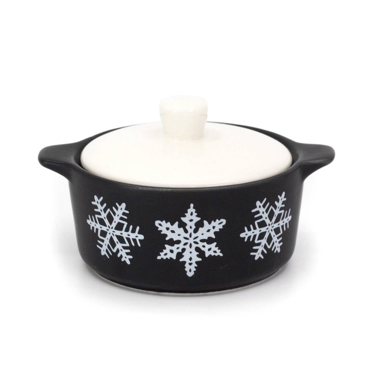 Pyrex-Inspired Black Snowflake Casserole Ceramic Trinket Box