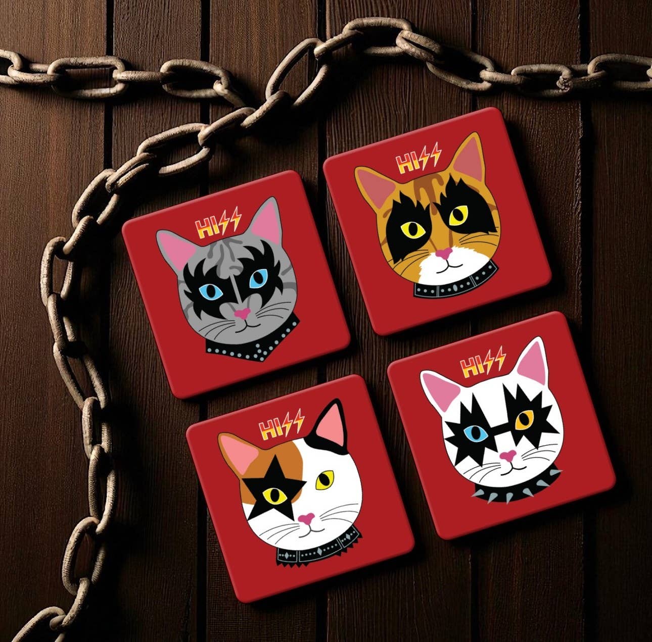 Hissing KISS Cat Coasters