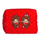 Monchhichi Boy and Girl Red Quilted Pouch