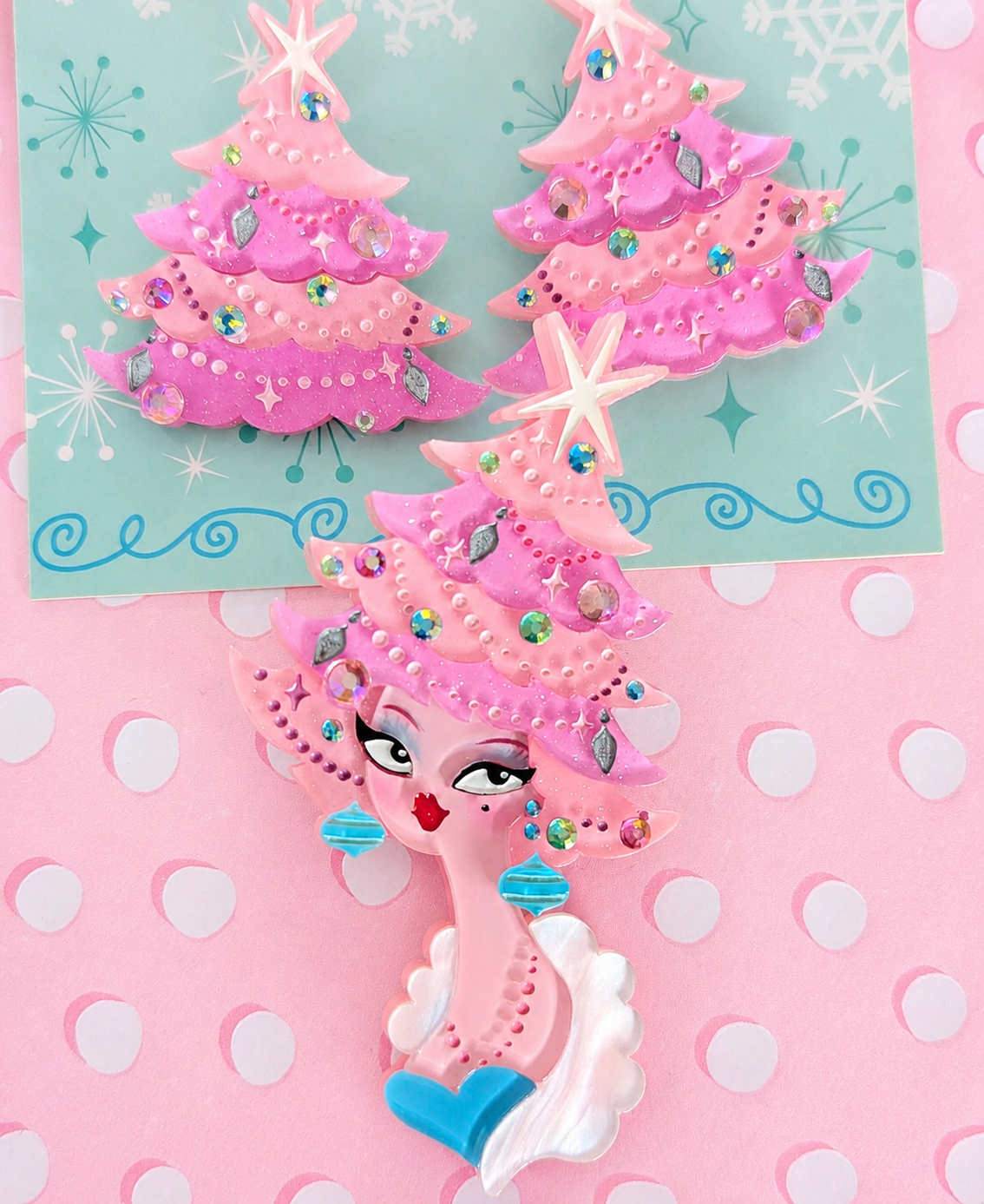 Pinkmas Glam Brooch by Miss Fluff x Lipstick & Chrome