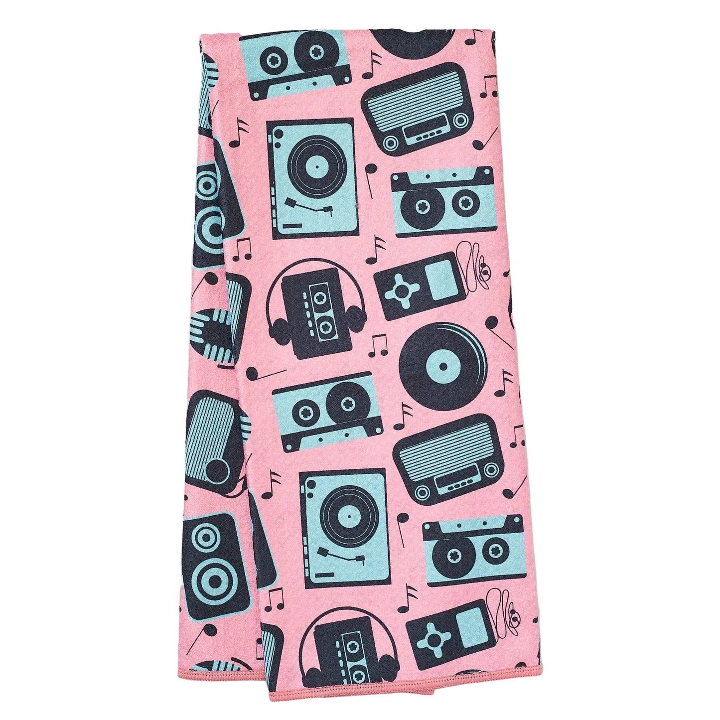 Tunes in Flamingo Reversible Towel