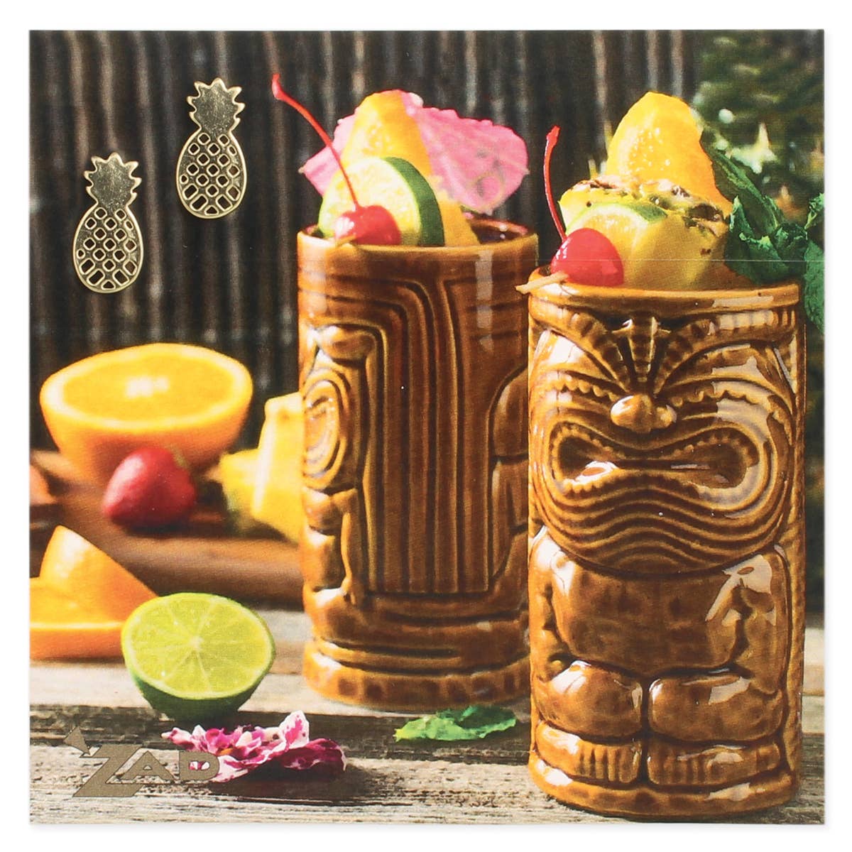 Tiki Time Gold Pineapple Post Earrings