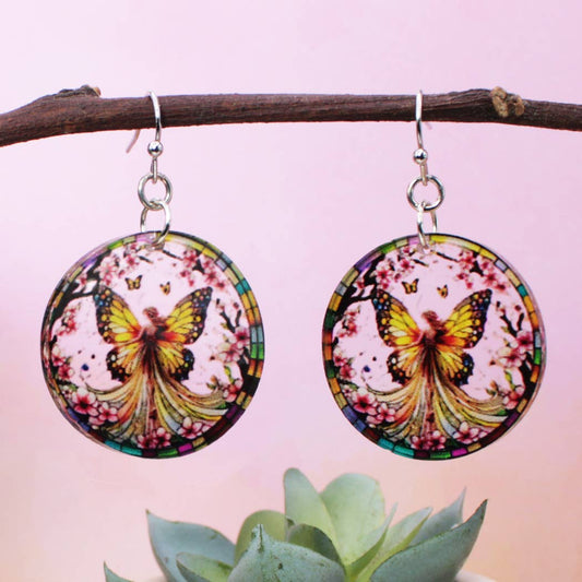 Butterfly Burst Clear Acrylic Nature Print Earrings