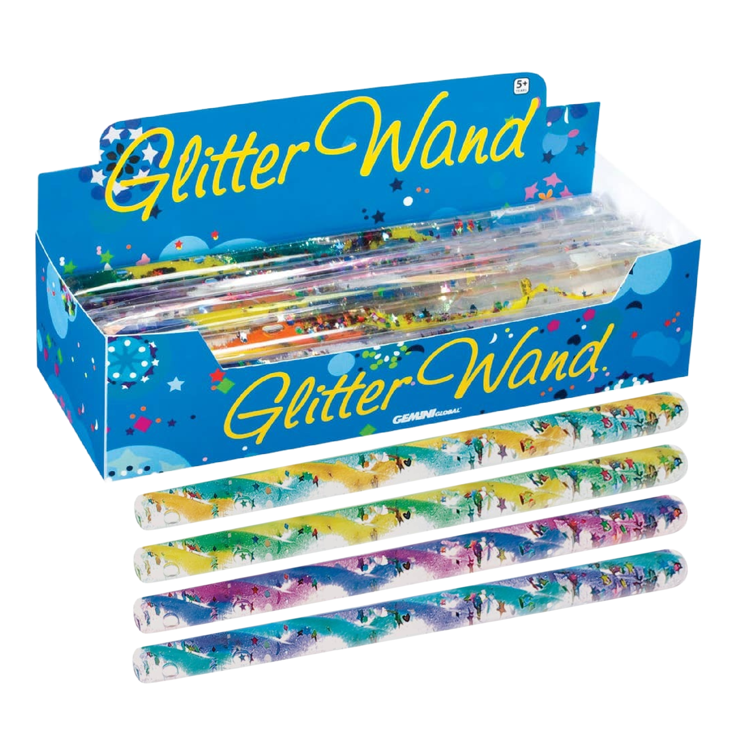 Display box of Glitter Wands with colorful wands inside