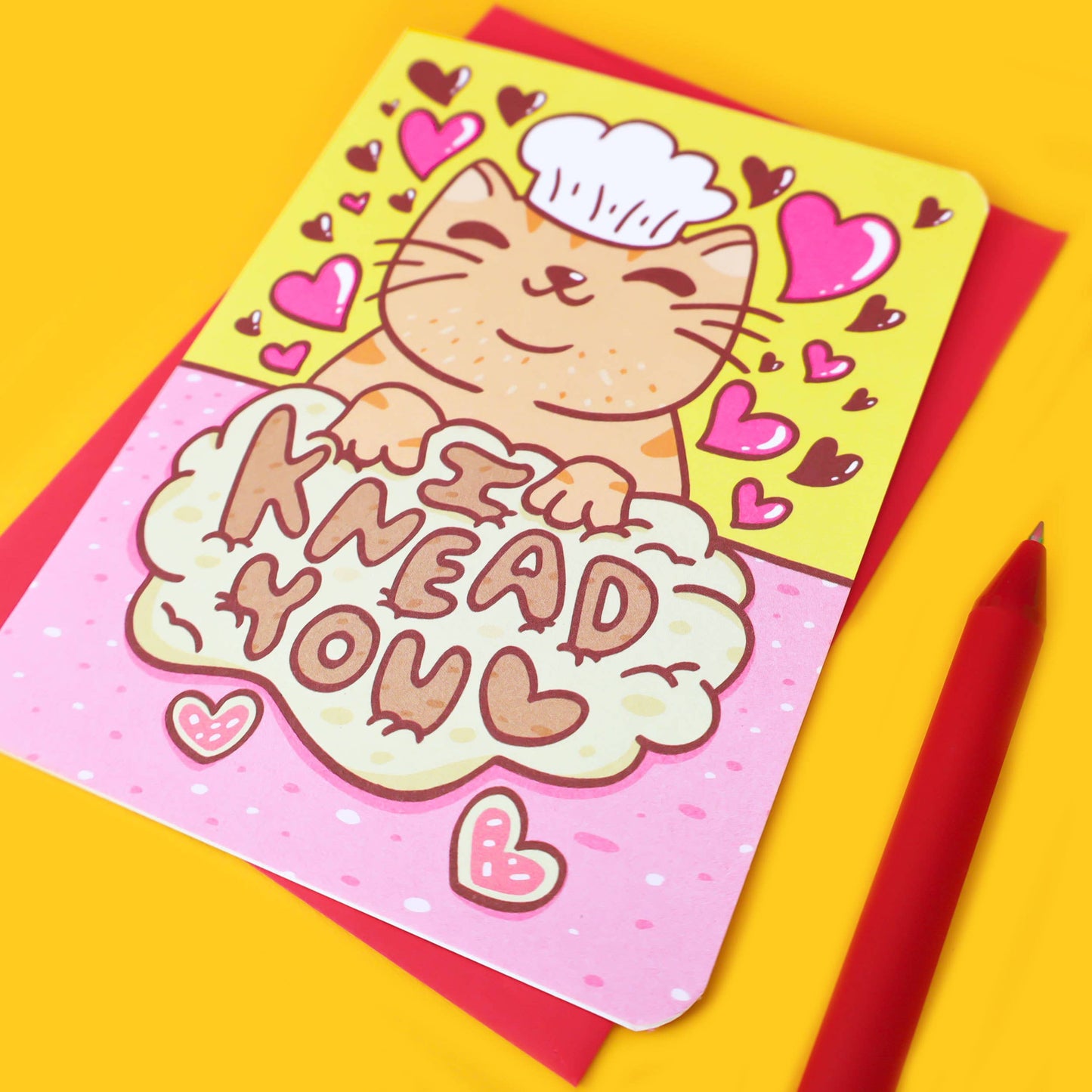 I Knead You Chef Kitty Valentine's Day Love Card