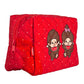 Monchhichi Boy and Girl Red Quilted Pouch