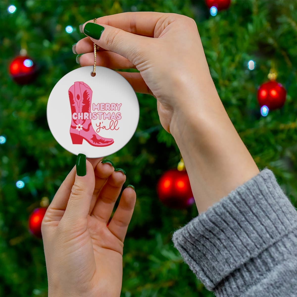 Cowgirl Boots Christmas Ornament