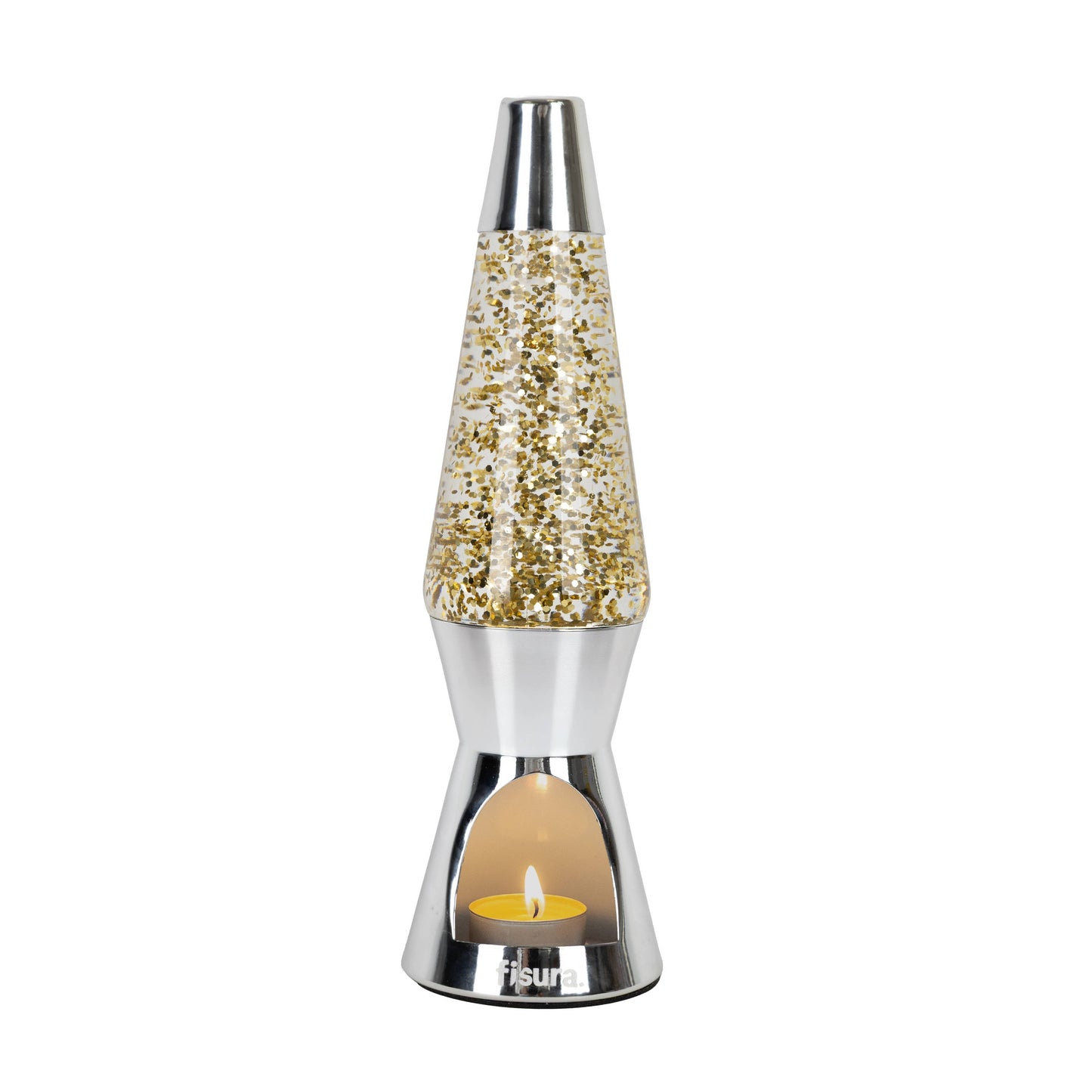 Lava Lamp Candle Chrome and Glitter