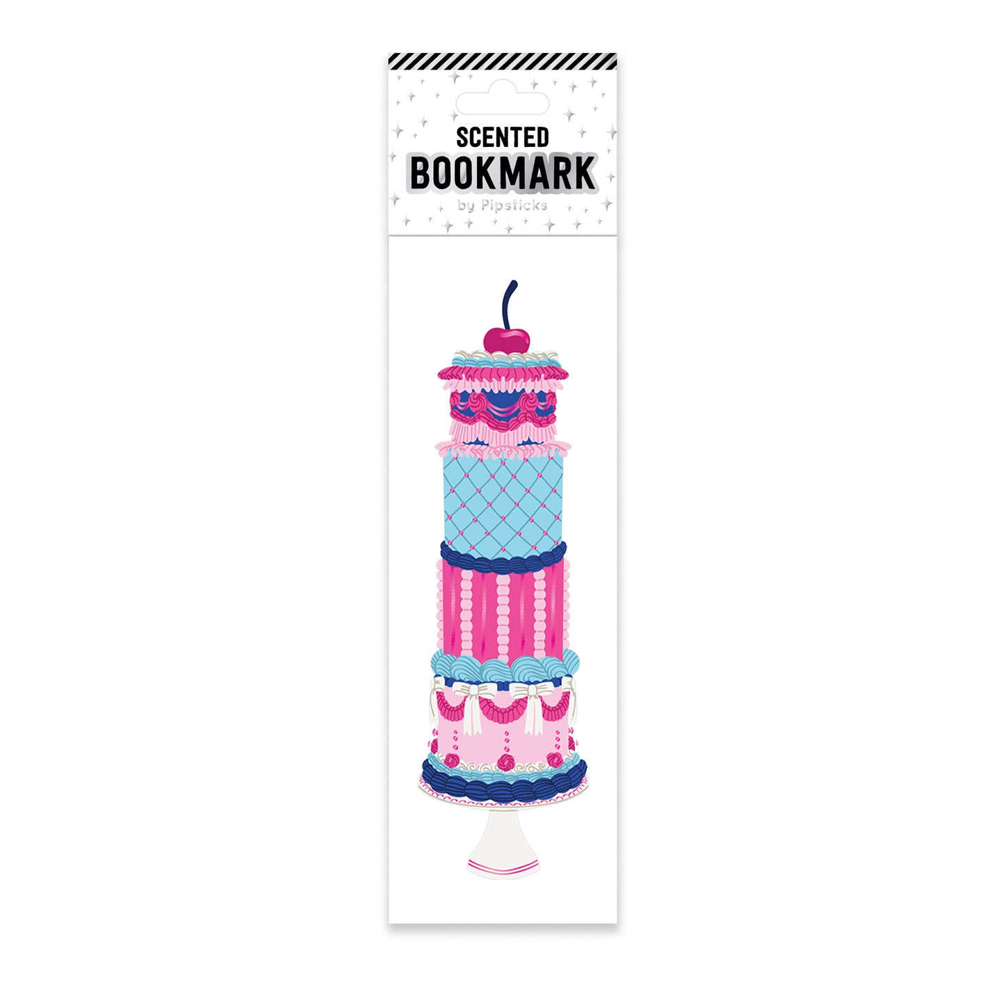 Scented bookmark with cake design on a white background