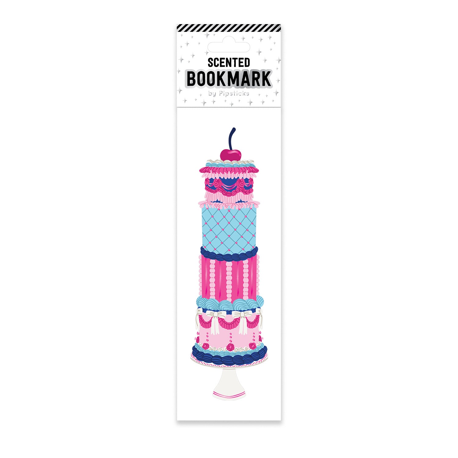 Scented bookmark with cake design on a white background
