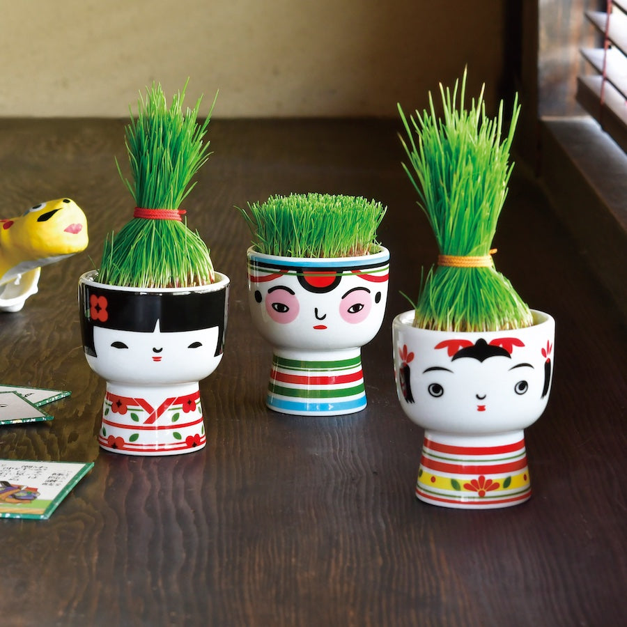 Kokeshi Green Japanese Planters