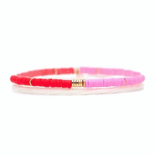 Pink & Red Vinyl Stretch Bracelet by Pura Vida