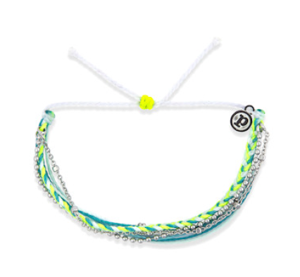Pura Vida Laguna String and Silver Chain Bracelet