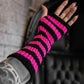 Spooky Striped Arm Warmers Black/Pink