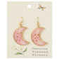 Pink Moon Pink Dried Flower Gold Earrings
