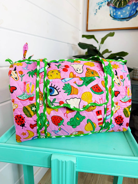 Lucky Vibes Pink Overnight Bag