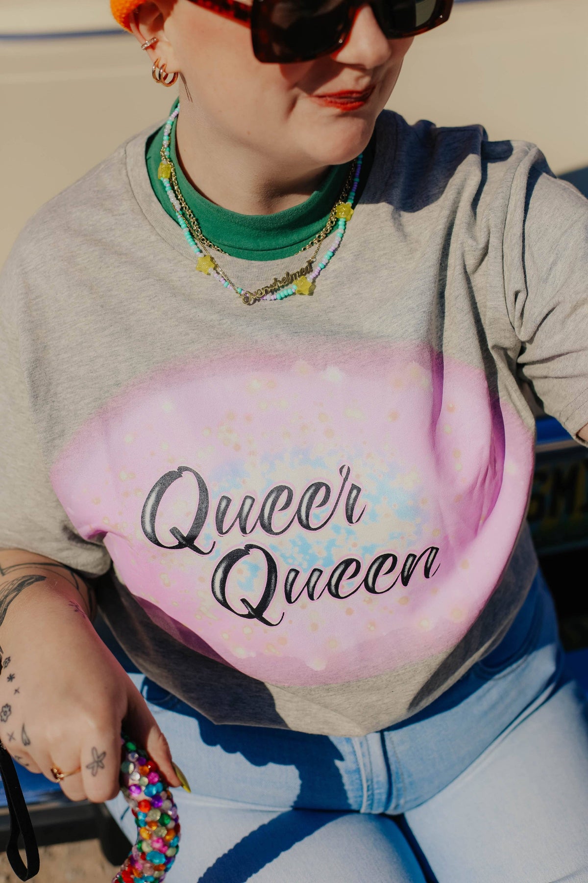 Overwhelmed Nameplate Necklace: Gold