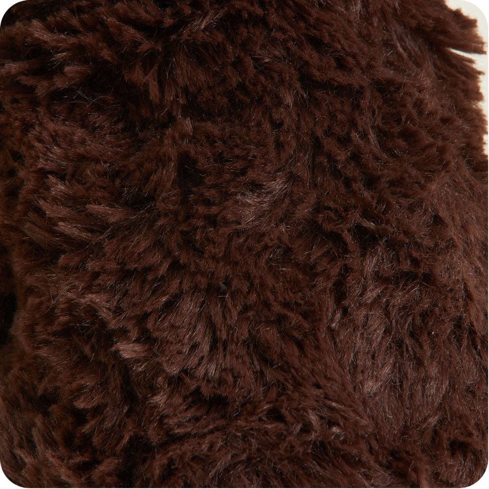 Close-up of a brown, fluffy fabric texture