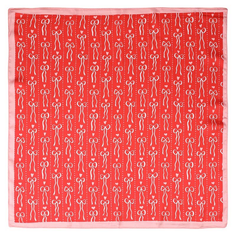 Bow and Heart Silk Finish Bandana Scarf