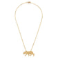Gold necklace with a tiger pendant on a white background