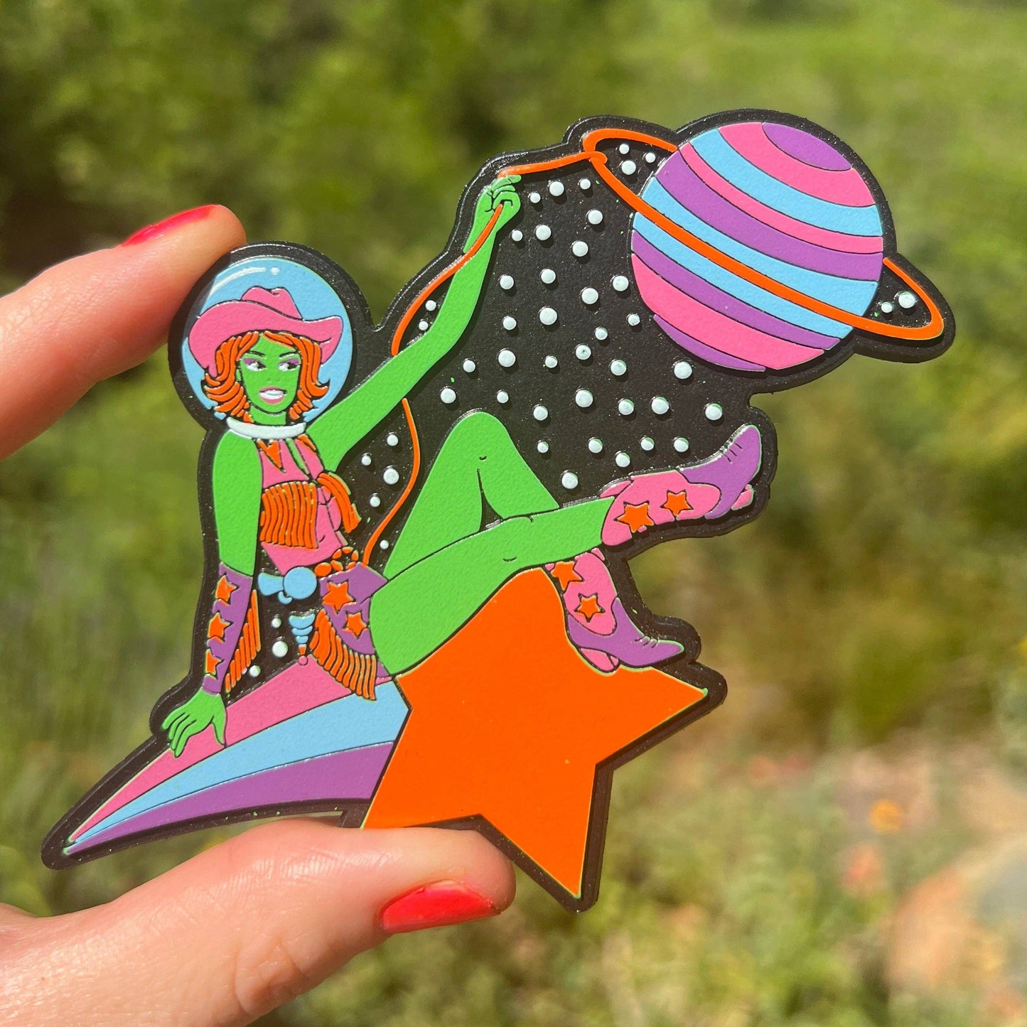 Space Cowgirl Rubber Magnet