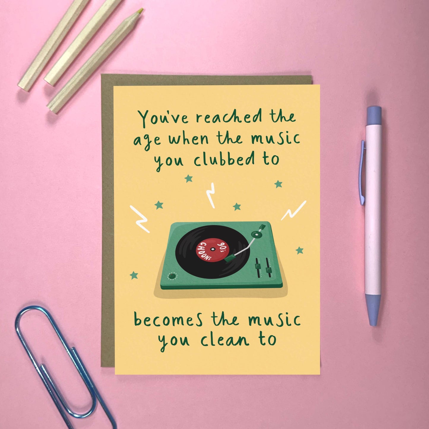 Funny Birthday Card - The Music We Clubbed We Now Clean To