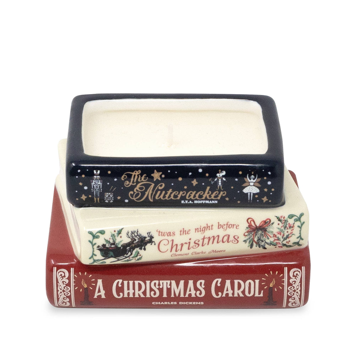 Stacked Books Candle Holiday Classics