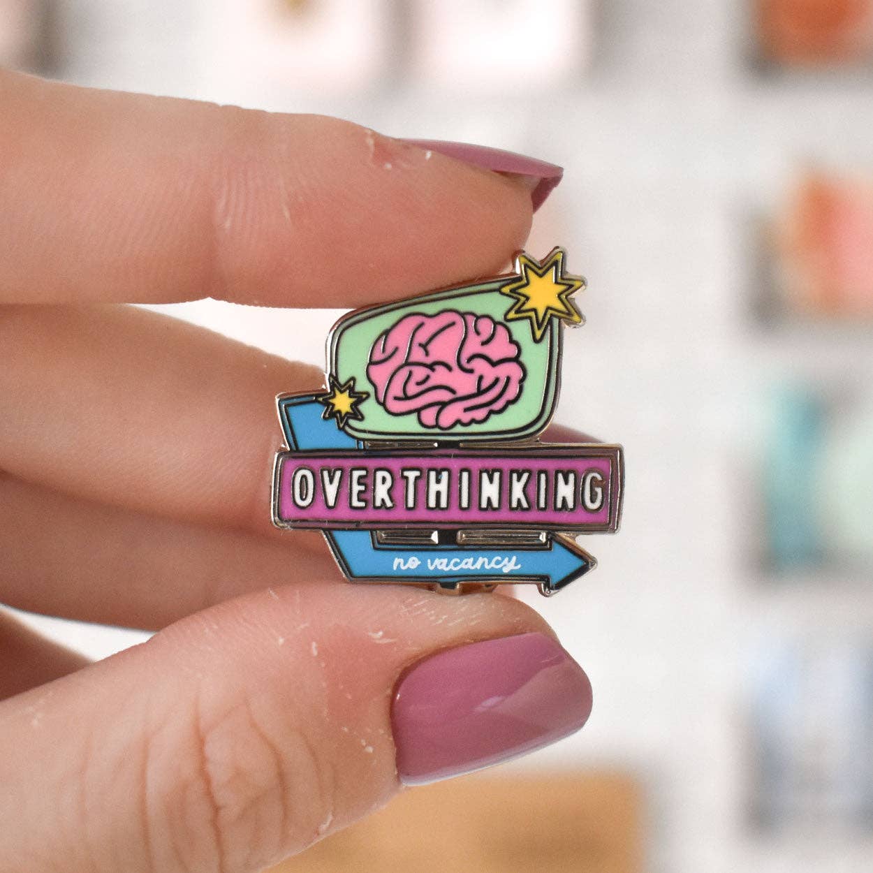 Overthinking Motel Sign Enamel Lapel Pin