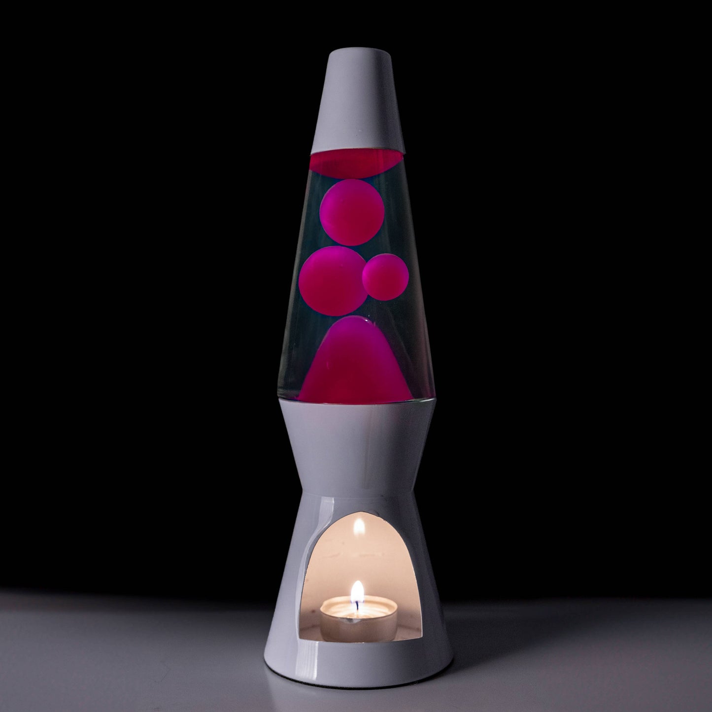 White and Pink Lava Lamp Candle