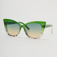 Unique Vintage Green Ombre Cat Eye Sunglasses