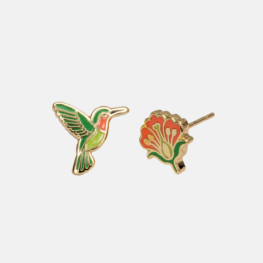 Hummingbird & Flower Earrings