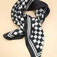 Checker Print Black and White Silk Finish Scarf