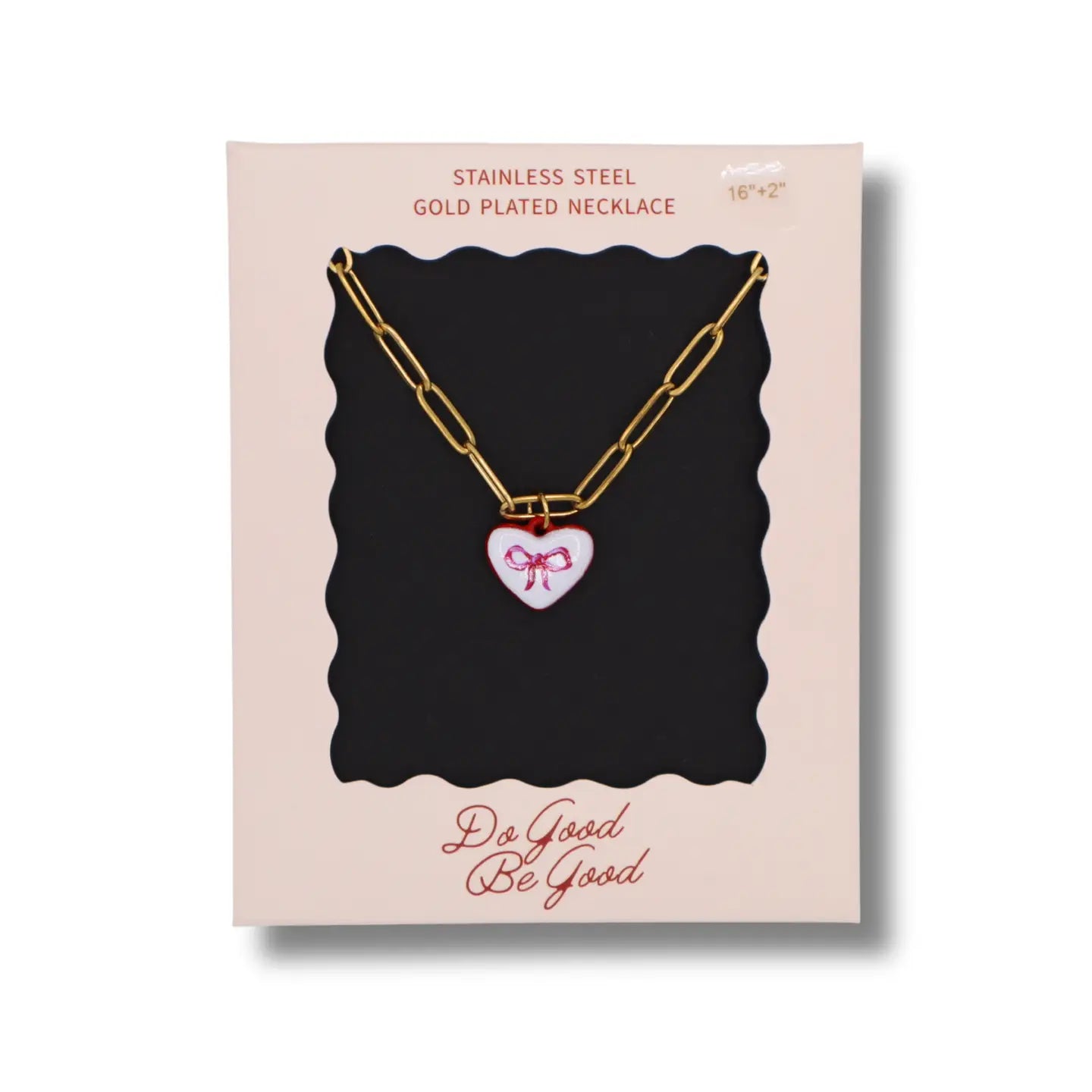 Heart Bow Charm Gold Plated Necklace
