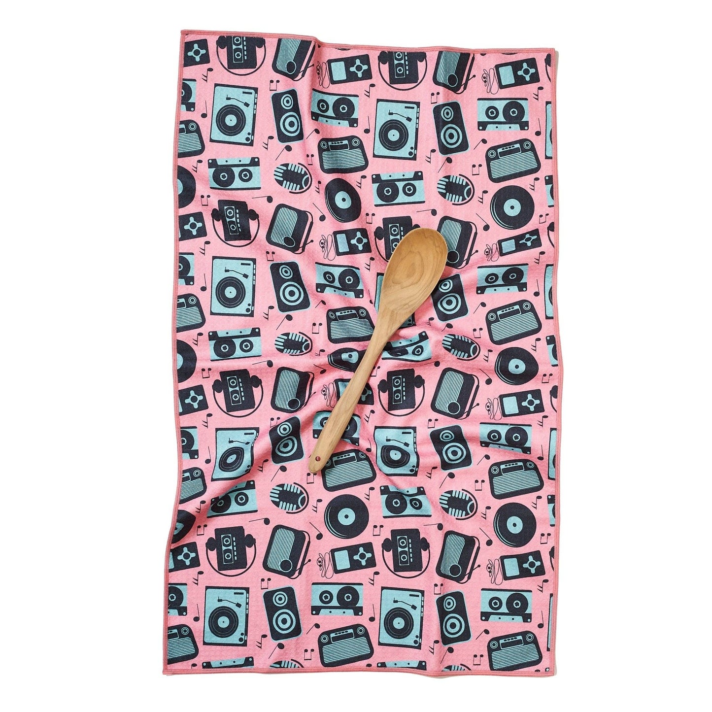 Tunes in Flamingo Reversible Towel
